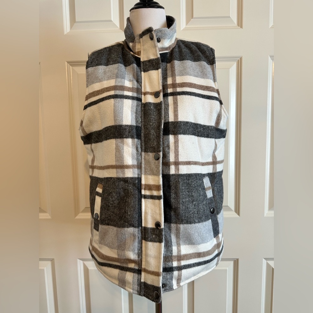 Vici Thread & Supply Sherpa lined Flannel Plaid Vest